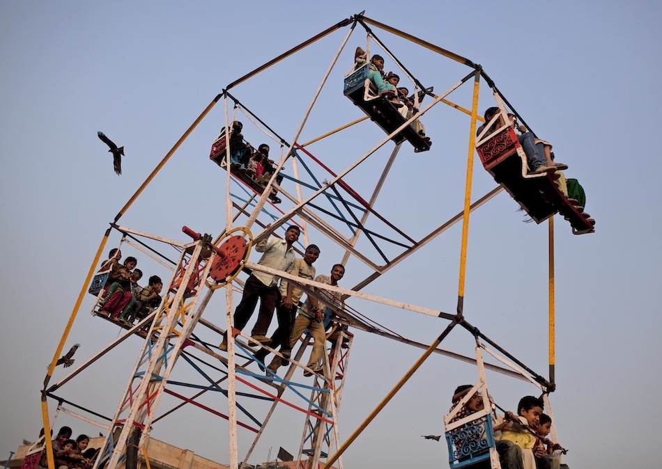 New Delhi, India ruota panoramica a trazione umana