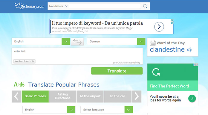 dictionary.com traduttore online