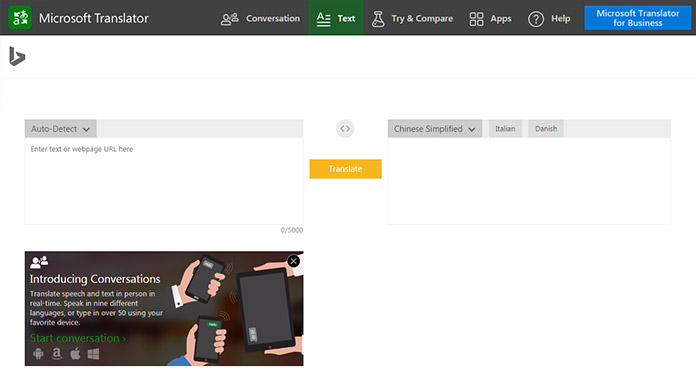 Microsoft Bing Translator