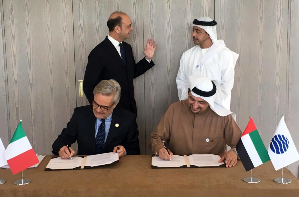 Paolo Glisenti commissario italiano di Expo 2020 a Dubai con l'ambasciatore Saqr Nasser Ahmed Abdullah Al Raisi