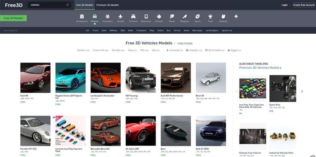 Free3D: sito dove scaricare modelli 3D free e a pagamento