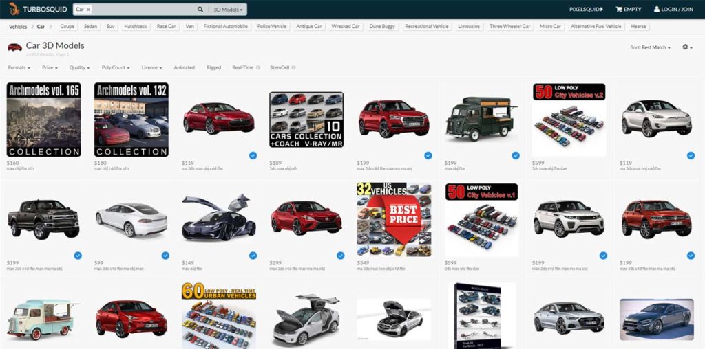 TurboSquid: marketplace dove scaricare modelli 3D gratis e premium